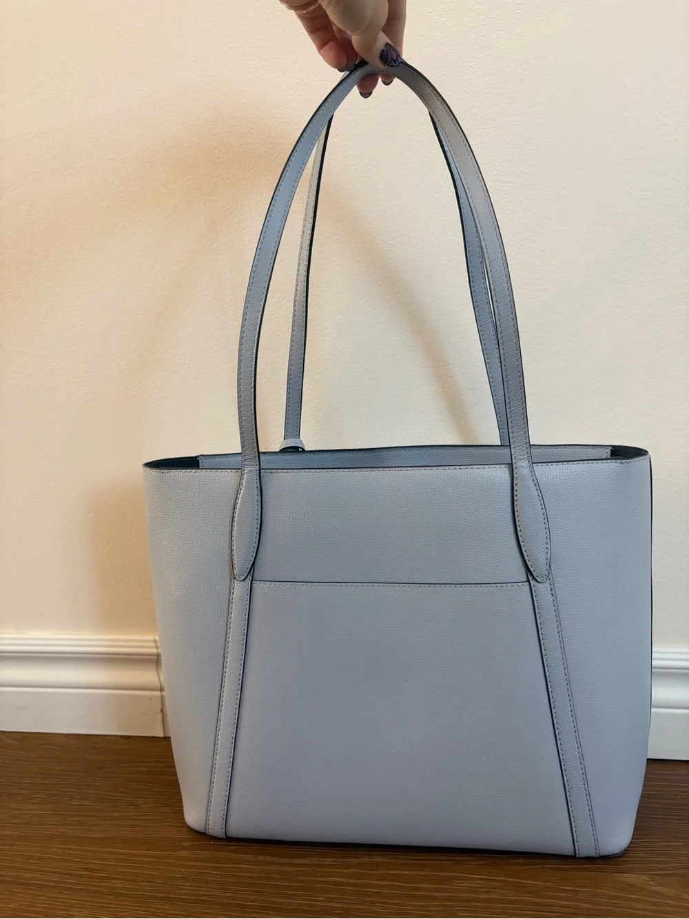 kate spade Light Blue Leather Tote with Gold Logo Charm
